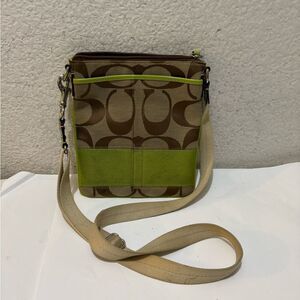 Coach signature Crossbody bag with green detail